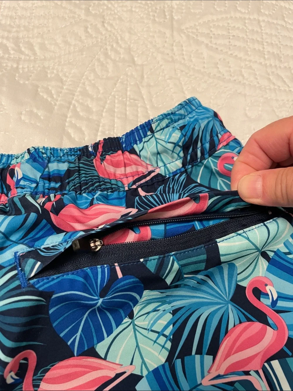 NWOT Member’s Mark Men’s Resort Swim Trunks Medium Tropical Flamingo Pattern